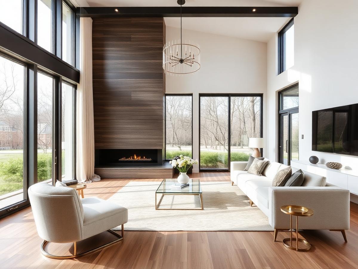 Living room with fireplace